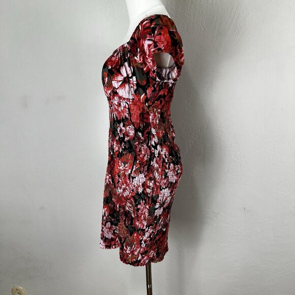 Free People Wren Smocked Off Shoulder Party Bodycon Mini Dress Pink Floral Small - Picture 4 of 10